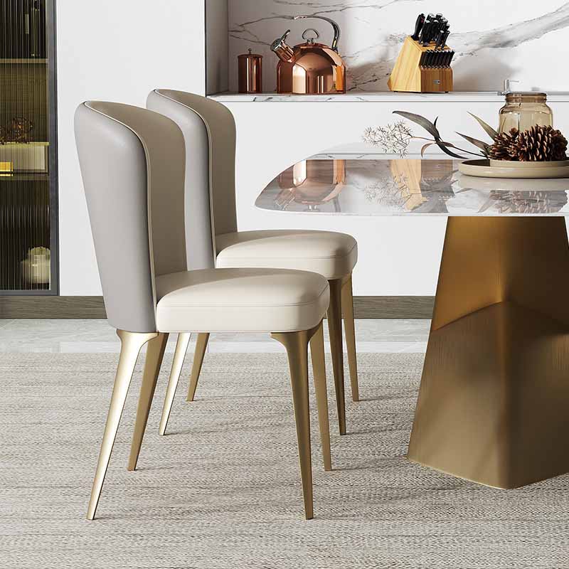 Sillas de comedor de estilo moderno Sillas Parsons laterales sin brazos de metal para cocina