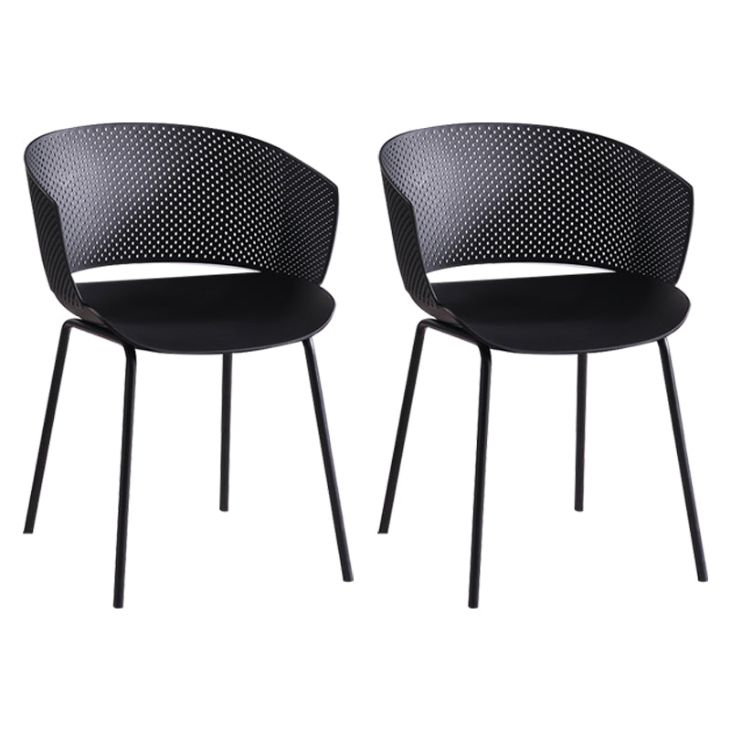 Silla de comedor contemporánea con respaldo abierto y patas de metal para cocina