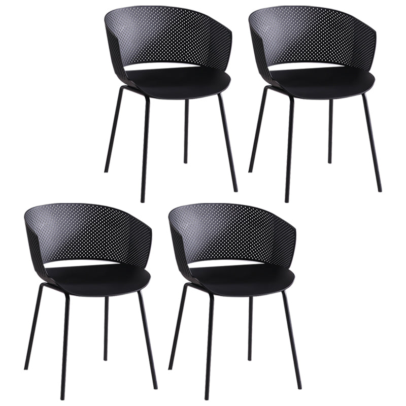 Silla de comedor contemporánea con respaldo abierto y patas de metal para cocina