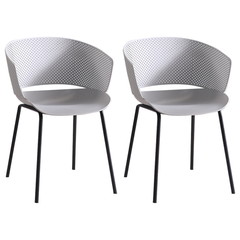 Silla de comedor contemporánea con respaldo abierto y patas de metal para cocina
