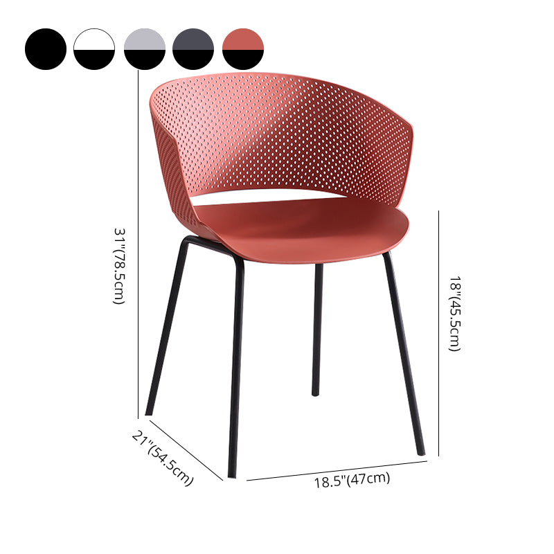 Silla de comedor contemporánea con respaldo abierto y patas de metal para cocina