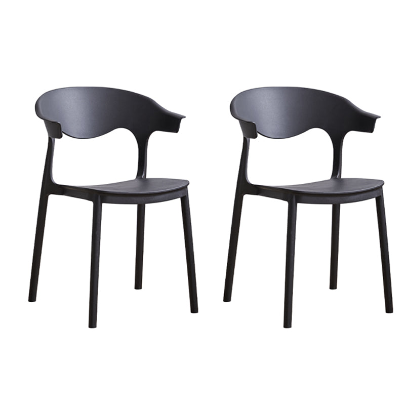 El plástico contemporáneo que cena la parte posterior abierta apilable de las sillas sin brazos cena la silla lateral
