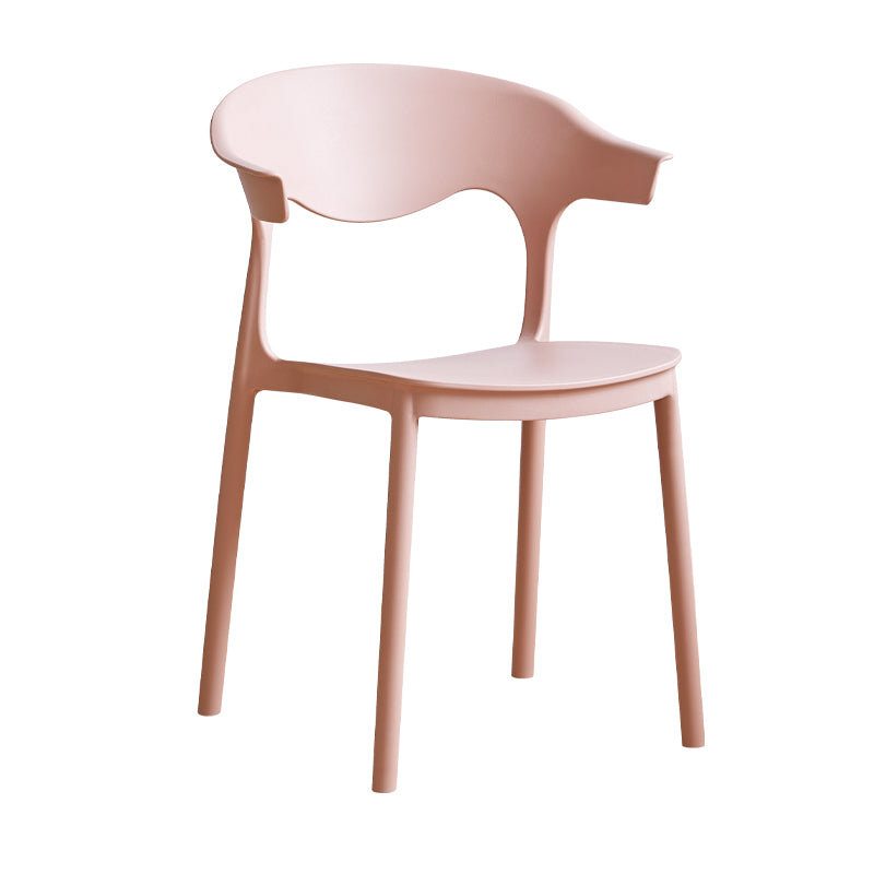 El plástico contemporáneo que cena la parte posterior abierta apilable de las sillas sin brazos cena la silla lateral