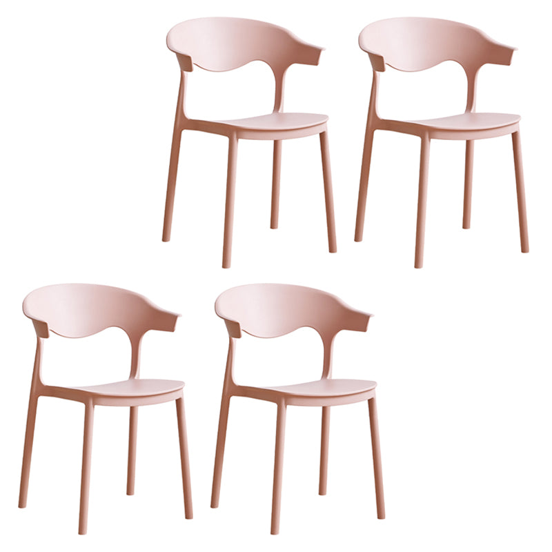 El plástico contemporáneo que cena la parte posterior abierta apilable de las sillas sin brazos cena la silla lateral