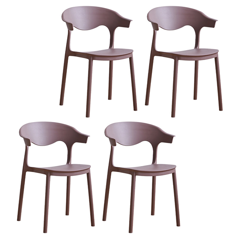 El plástico contemporáneo que cena la parte posterior abierta apilable de las sillas sin brazos cena la silla lateral