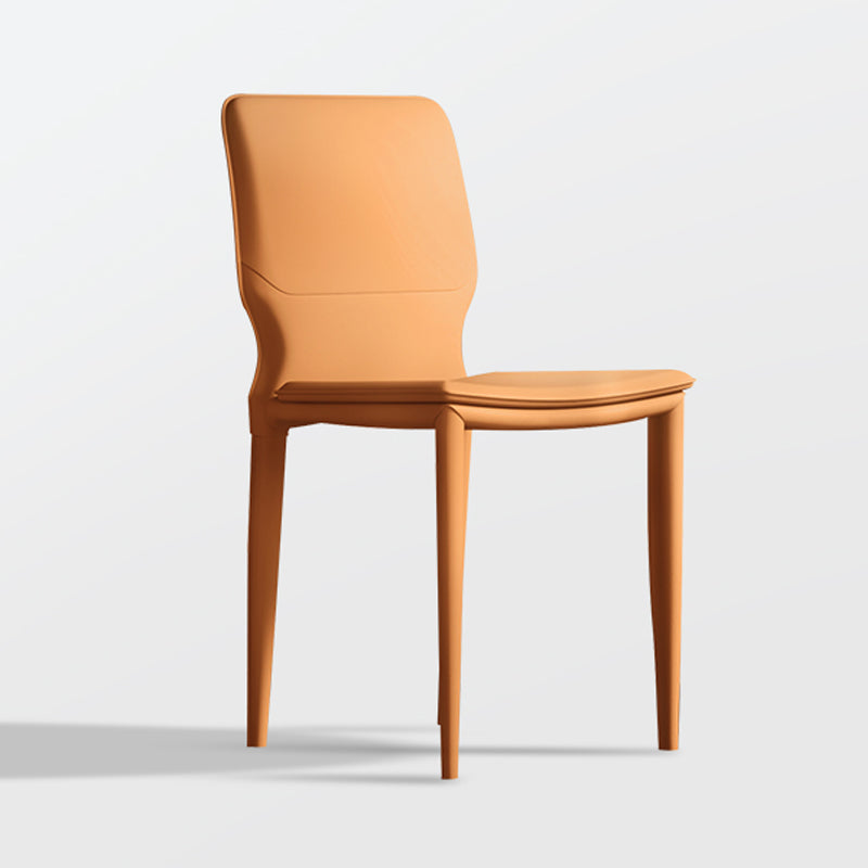 Sillas laterales contemporáneas sin brazos con respaldo sólido Sillas de comedor de cuero