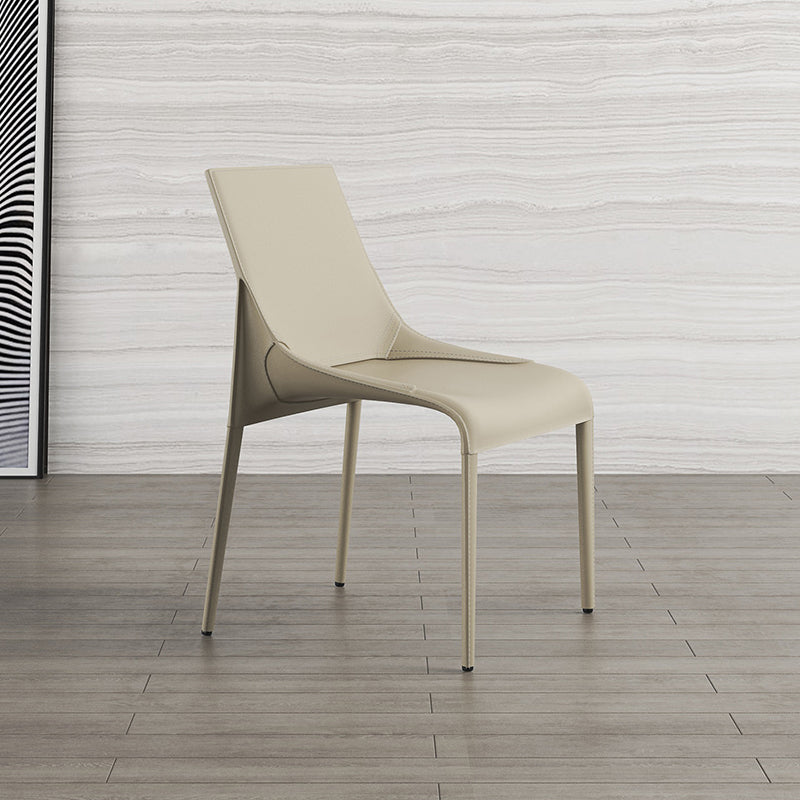 El cuero minimalista del diseño que cena el lado preside la silla sólida sin brazos con parte posterior