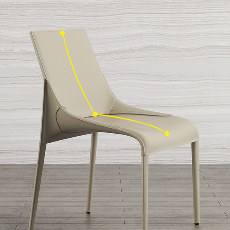 El cuero minimalista del diseño que cena el lado preside la silla sólida sin brazos con parte posterior