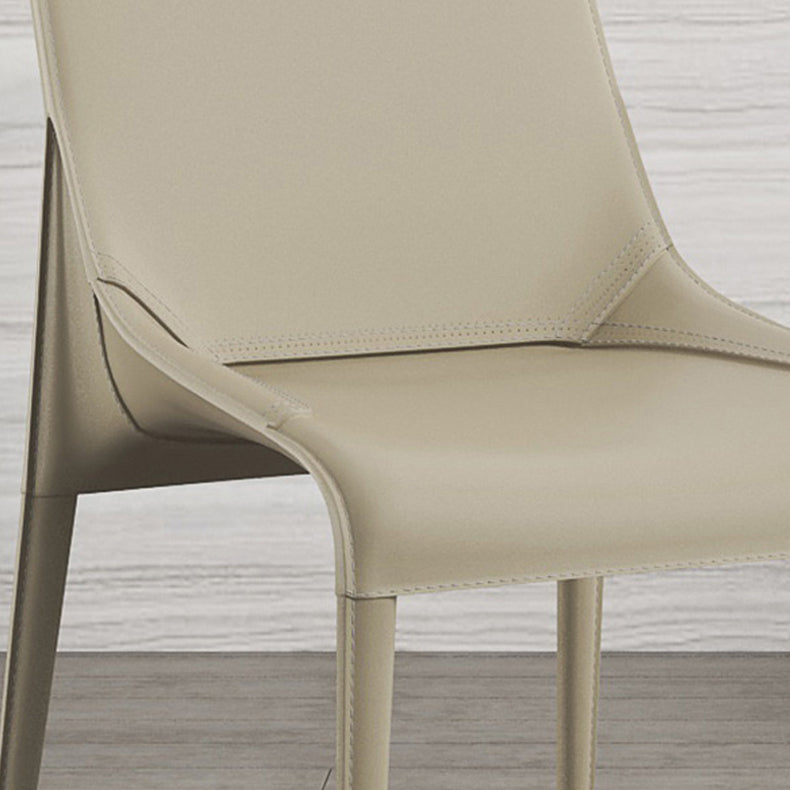 El cuero minimalista del diseño que cena el lado preside la silla sólida sin brazos con parte posterior