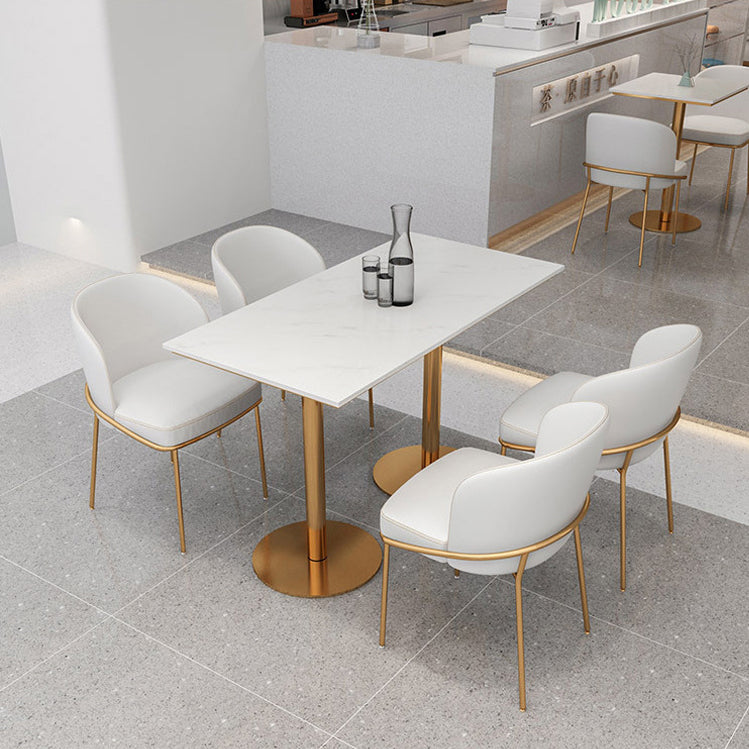 Silla de comedor escandinava de metal para comedor, silla sin brazos amortiguada con respaldo