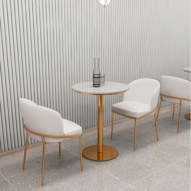 Silla de comedor escandinava de metal para comedor, silla sin brazos amortiguada con respaldo