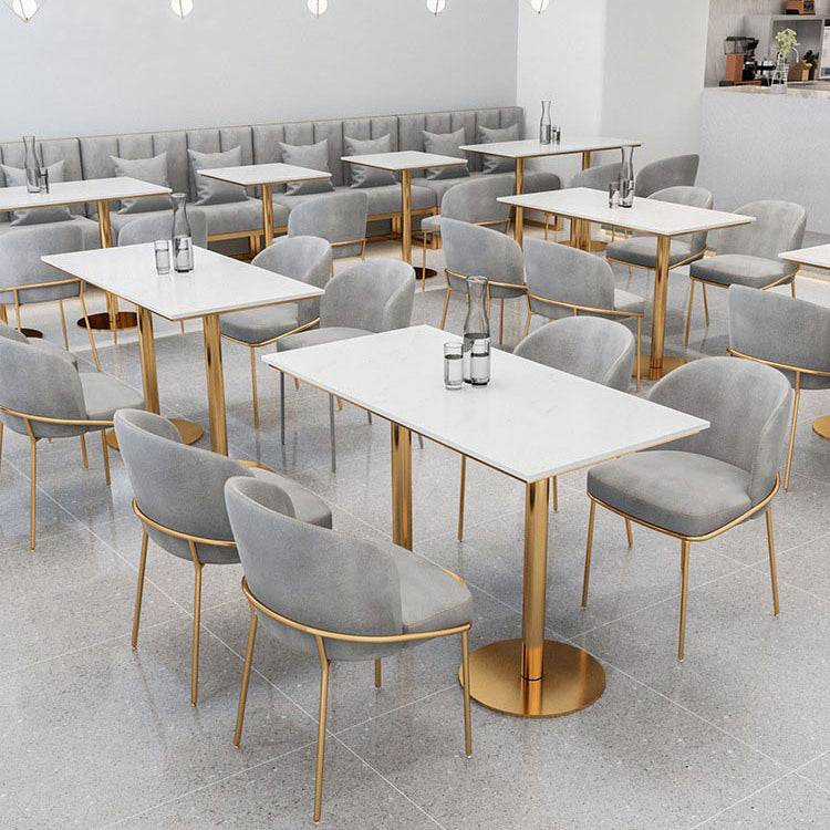 Silla de comedor escandinava de metal para comedor, silla sin brazos amortiguada con respaldo