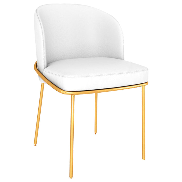 Silla de comedor escandinava de metal para comedor, silla sin brazos amortiguada con respaldo