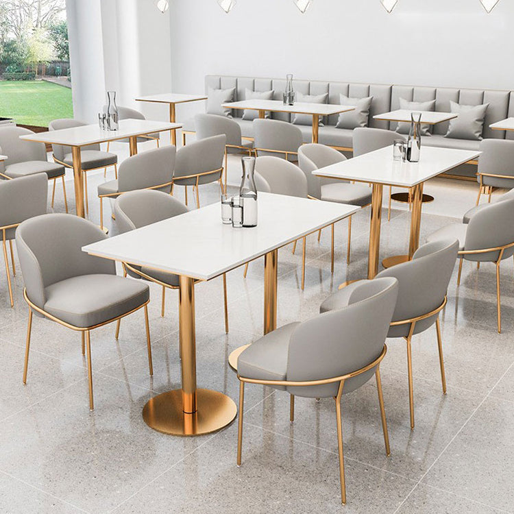 Silla de comedor escandinava de metal para comedor, silla sin brazos amortiguada con respaldo