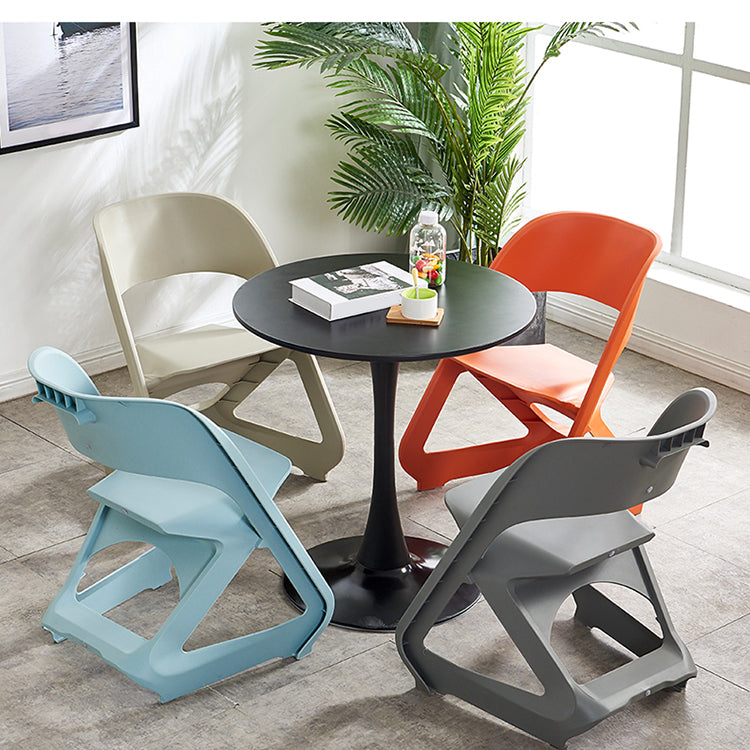 Silla de comedor de plástico moderna, silla lateral de comedor con respaldo abierto para uso en restaurantes