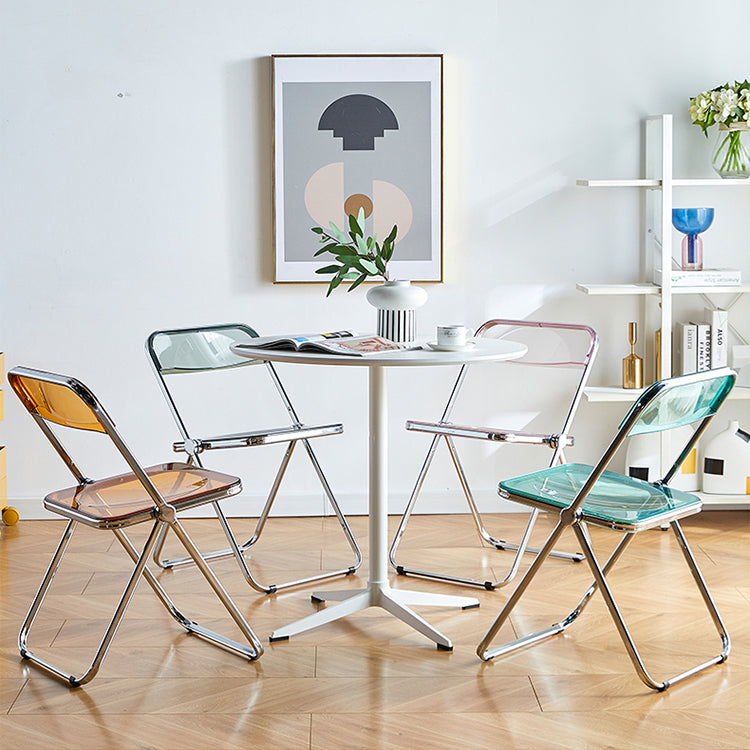 Chaise de salle à manger contemporaine en métal, chaise latérale pliante sans bras pour usage au restaurant