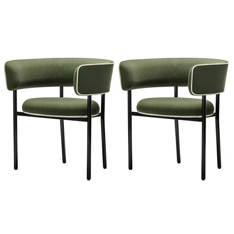Fauteuils de salle à manger modernes Fauteuils rembourrés à dossier ouvert avec pieds en métal