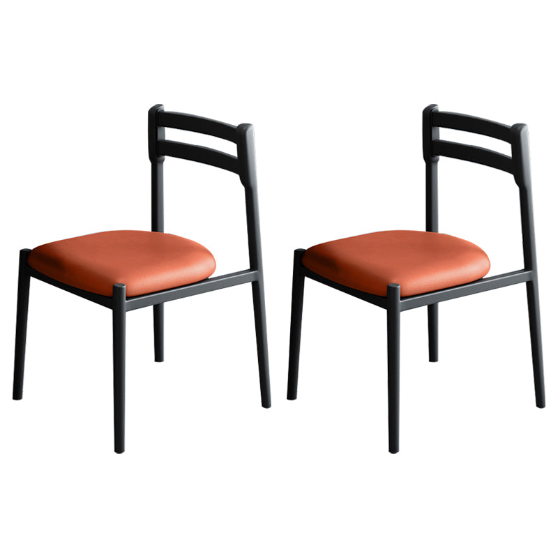 Ladder Back Armless Dining Chairs Upholstered Side Chairs with Metal Legs