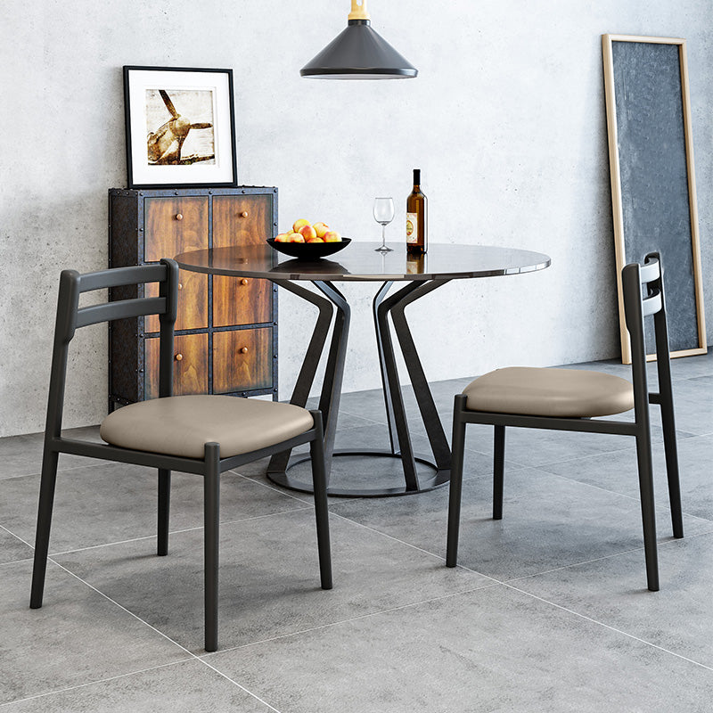 Ladder Back Armless Dining Chairs Upholstered Side Chairs with Metal Legs