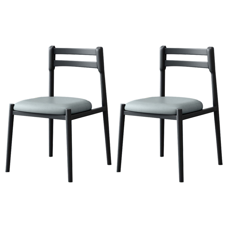 Ladder Back Armless Dining Chairs Upholstered Side Chairs with Metal Legs
