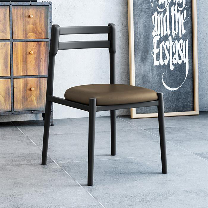 Ladder Back Armless Dining Chairs Upholstered Side Chairs with Metal Legs