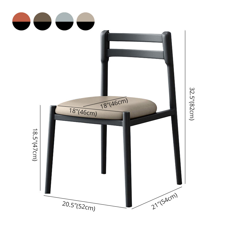 Ladder Back Armless Dining Chairs Upholstered Side Chairs with Metal Legs