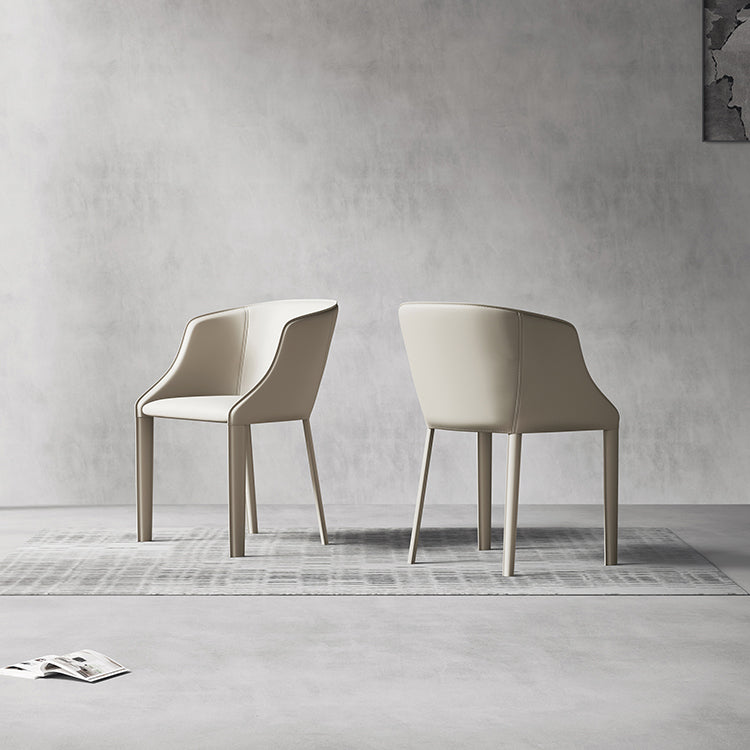 Chaise de salle à manger contemporaine en métal et cuir, chaise à dossier solide avec bras