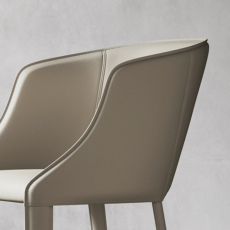 Chaise de salle à manger contemporaine en métal et cuir, chaise à dossier solide avec bras