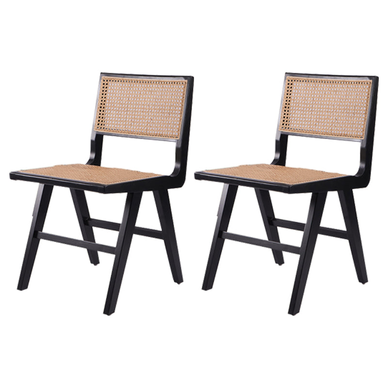 Silla de comedor de madera tradicional, respaldo de caña de cocina, silla lateral de comedor con respaldo abierto