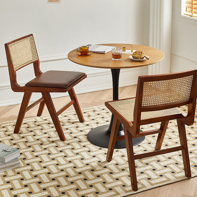 Silla de comedor de madera tradicional, respaldo de caña de cocina, silla lateral de comedor con respaldo abierto