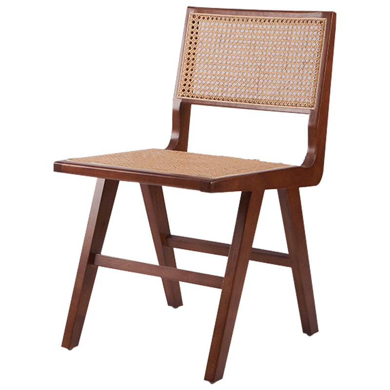 Silla de comedor de madera tradicional, respaldo de caña de cocina, silla lateral de comedor con respaldo abierto