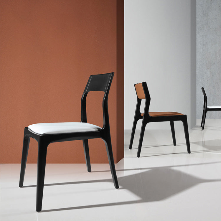 Silla de comedor de estilo escandinavo de madera, silla lateral de comedor acolchada con respaldo abierto para el hogar