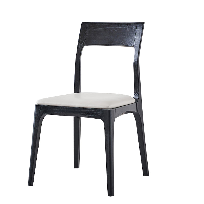 Silla de comedor de estilo escandinavo de madera, silla lateral de comedor acolchada con respaldo abierto para el hogar