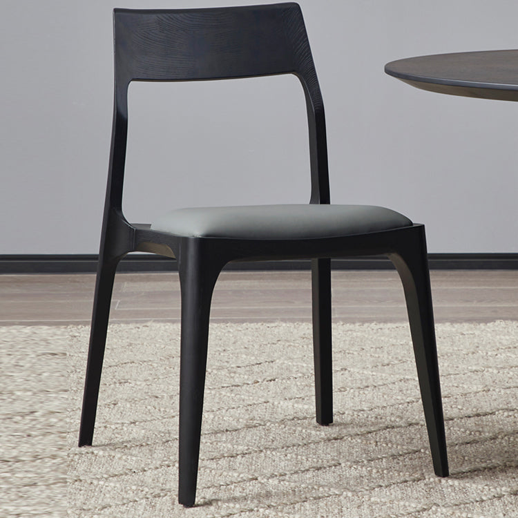 Silla de comedor de estilo escandinavo de madera, silla lateral de comedor acolchada con respaldo abierto para el hogar