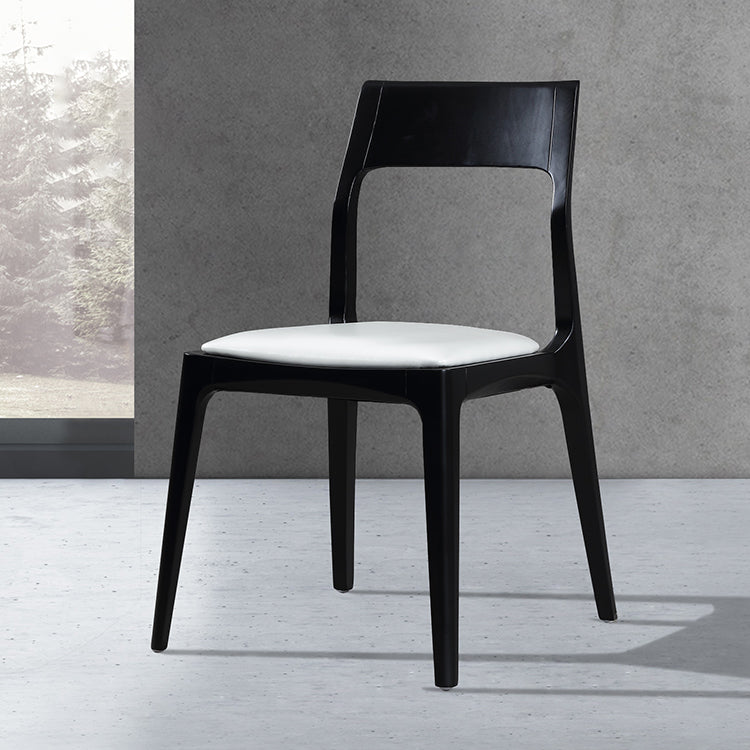 Silla de comedor de estilo escandinavo de madera, silla lateral de comedor acolchada con respaldo abierto para el hogar