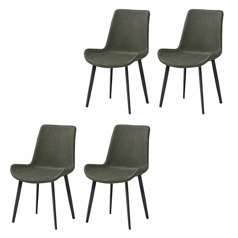 Silla sin brazos de comedor de metal moderno, silla lateral de comedor de cuero PU para uso en restaurantes