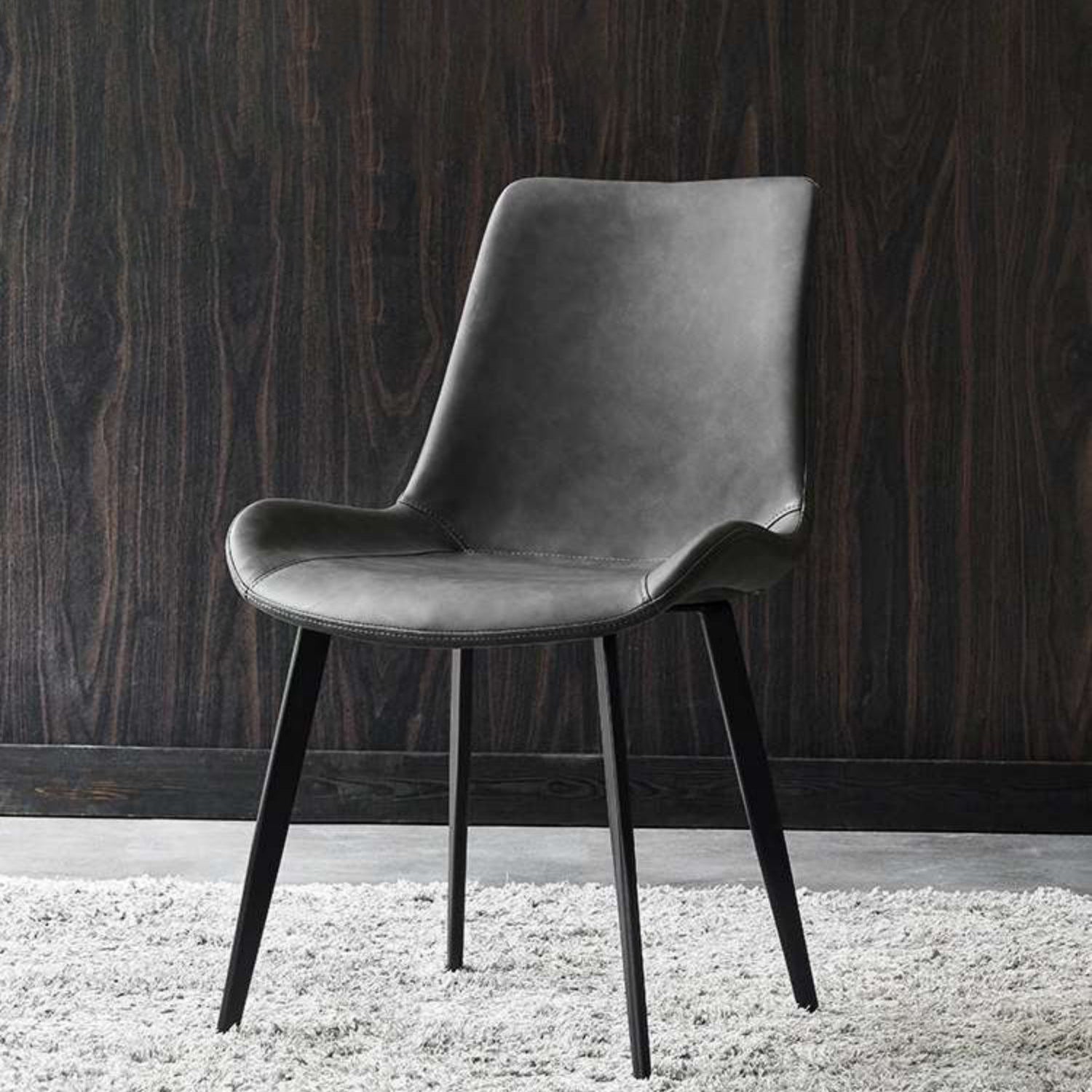 Silla sin brazos de comedor de metal moderno, silla lateral de comedor de cuero PU para uso en restaurantes