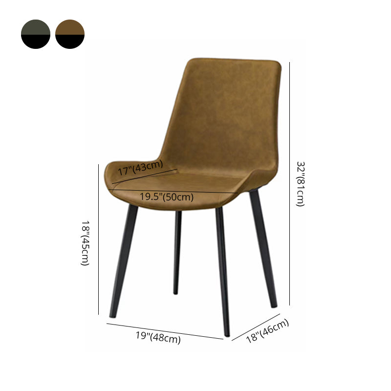 Silla sin brazos de comedor de metal moderno, silla lateral de comedor de cuero PU para uso en restaurantes