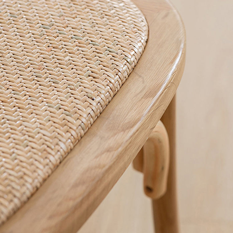 Silla de comedor tradicional de mimbre de madera, silla con respaldo cruzado sin brazos para comedor