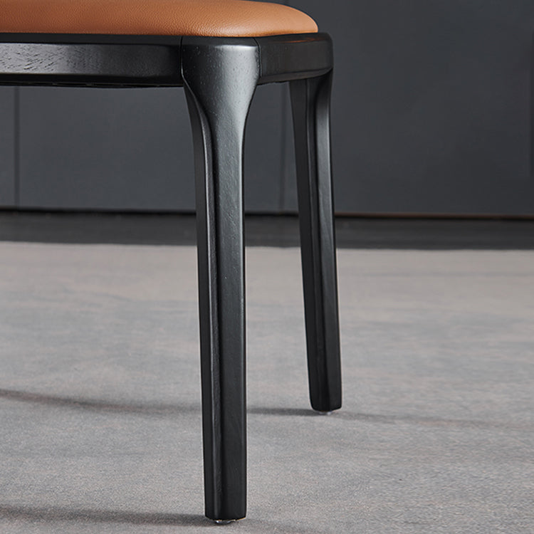 Silla auxiliar de cuero industrial para restaurante, silla de comedor Parsons con patas de nogal