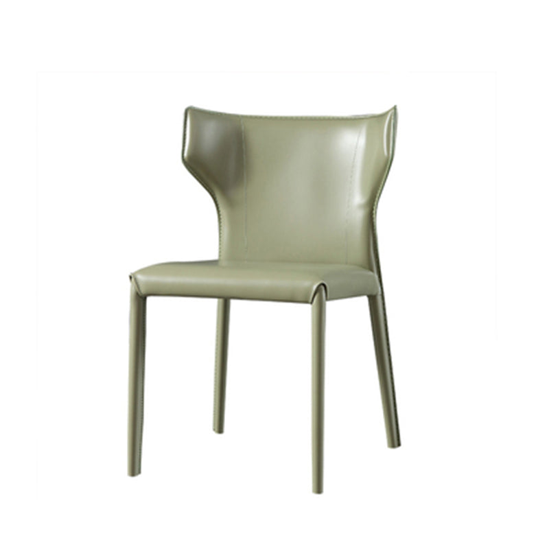 Silla de comedor de estilo moderno, sillón orejero de metal sin brazos para cocina