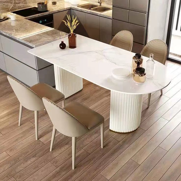Mesa de comedor de piedra sinterizada de forma glamorosa Mesa de comedor estándar para la cocina
