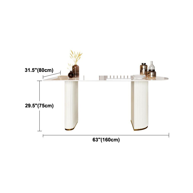 Mesa de comedor de piedra sinterizada de forma glamorosa Mesa de comedor estándar para la cocina