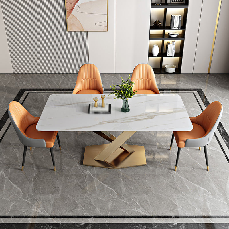 Traditionele luxe rechthoekige eettafel stenen meubilair met voetstuk
