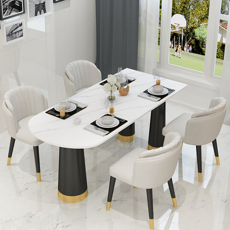 Metal Modern Free Form Dining Table Sintered Stone Top Table with 3 Legs