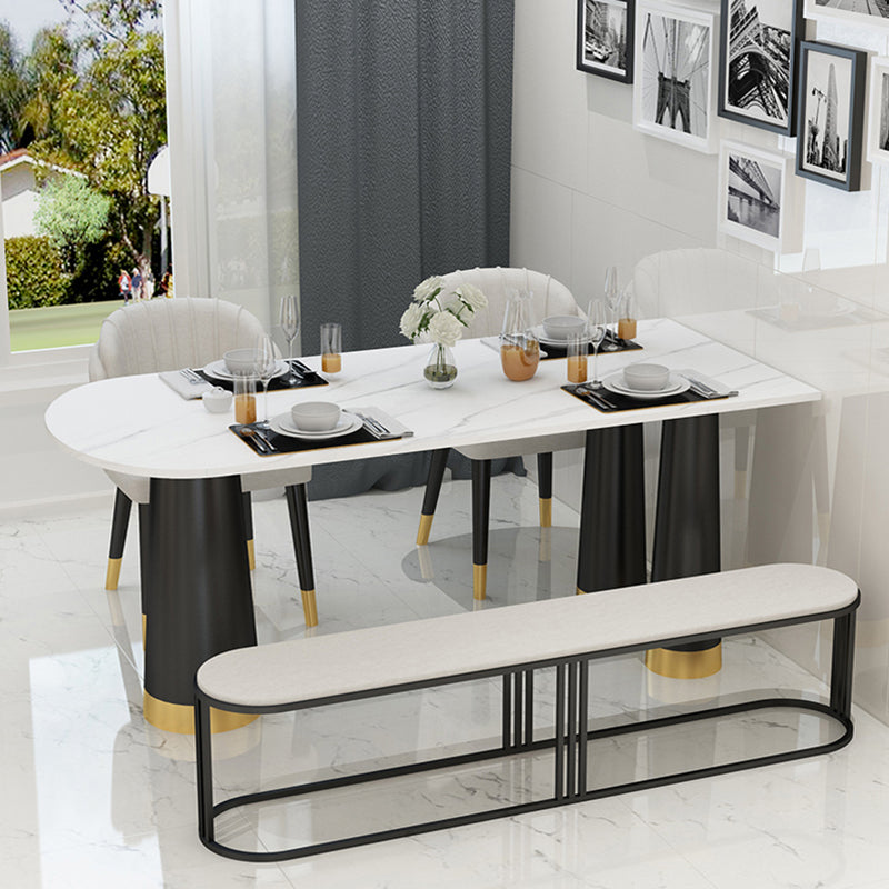 Metal Modern Free Form Dining Table Sintered Stone Top Table with 3 Legs