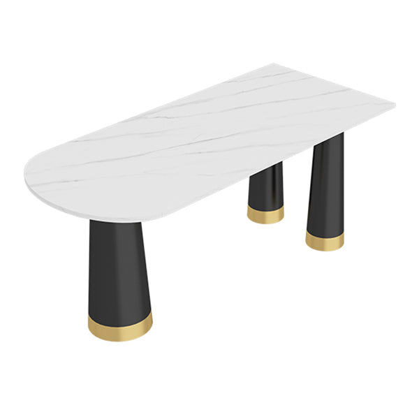 Metal Modern Free Form Dining Table Sintered Stone Top Table with 3 Legs