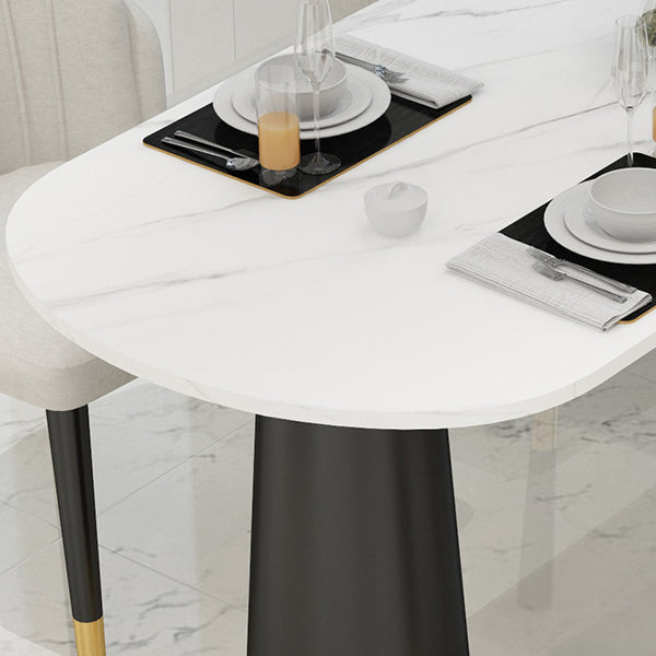 Metal Modern Free Form Dining Table Sintered Stone Top Table with 3 Legs