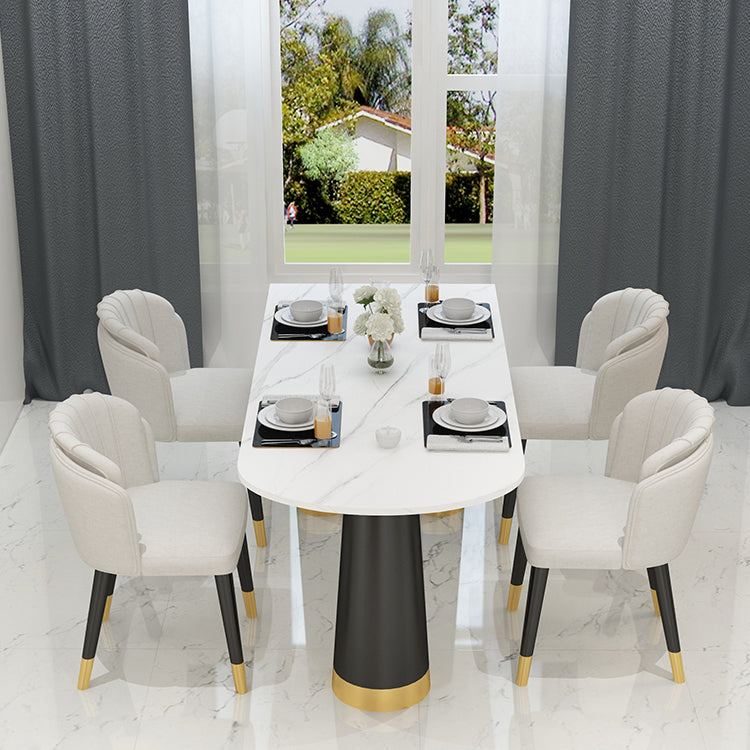 Metal Modern Free Form Dining Table Sintered Stone Top Table with 3 Legs