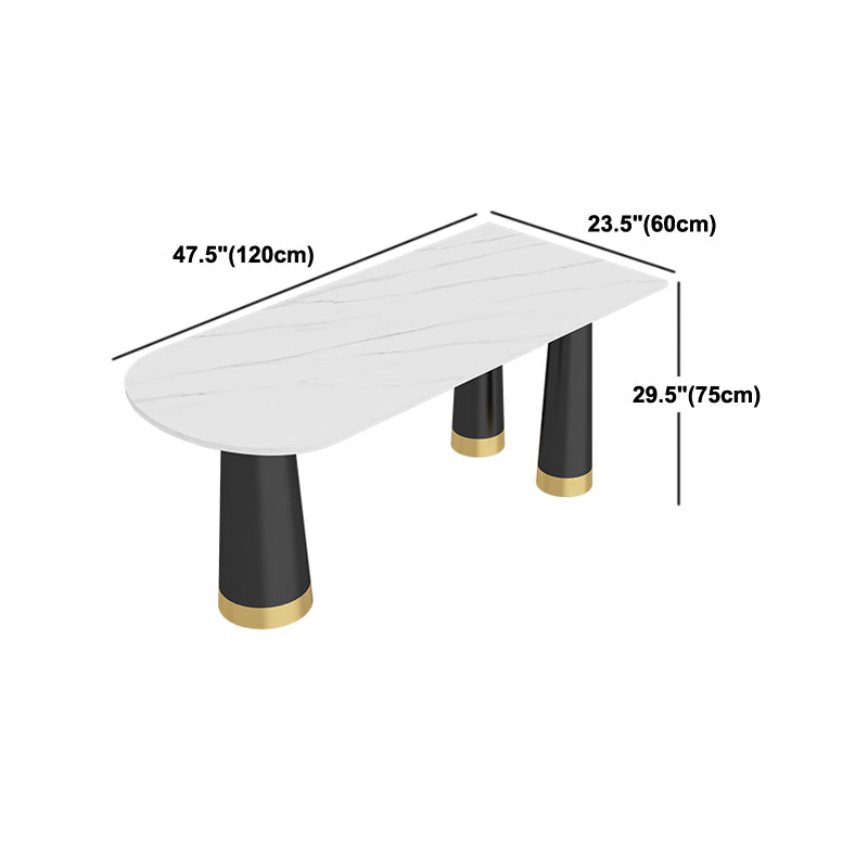 Metal Modern Free Form Dining Table Sintered Stone Top Table with 3 Legs